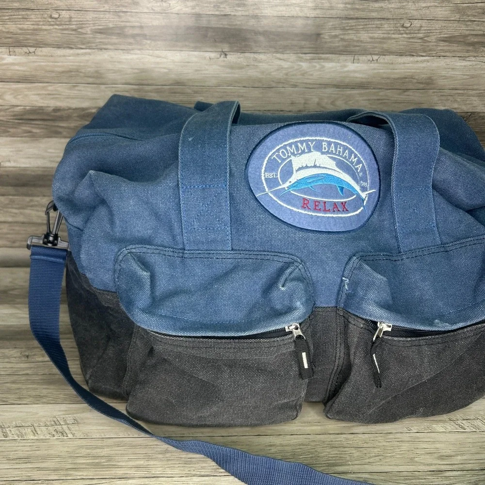 Tommy Bahama Canvas Duffle Relax Patch Coastal Nautical Travel Resort